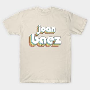 Joan Baez - Retro Rainbow Typography Faded Style T-Shirt